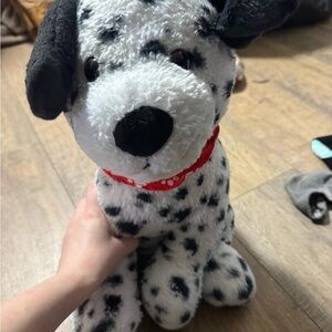 Plush Dalmatian Dog Toy - Black & White with Red Collar